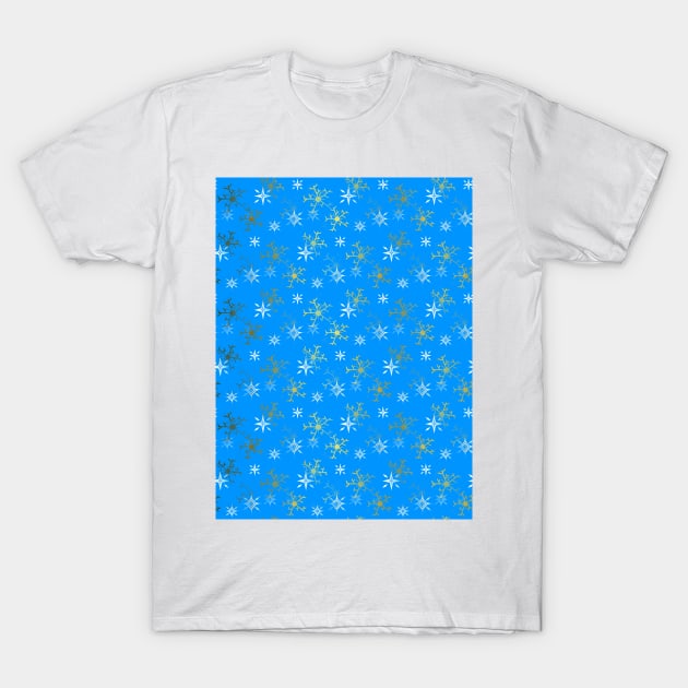 SNOWFLAKES Pattern Gold And White T-Shirt by SartorisArt1